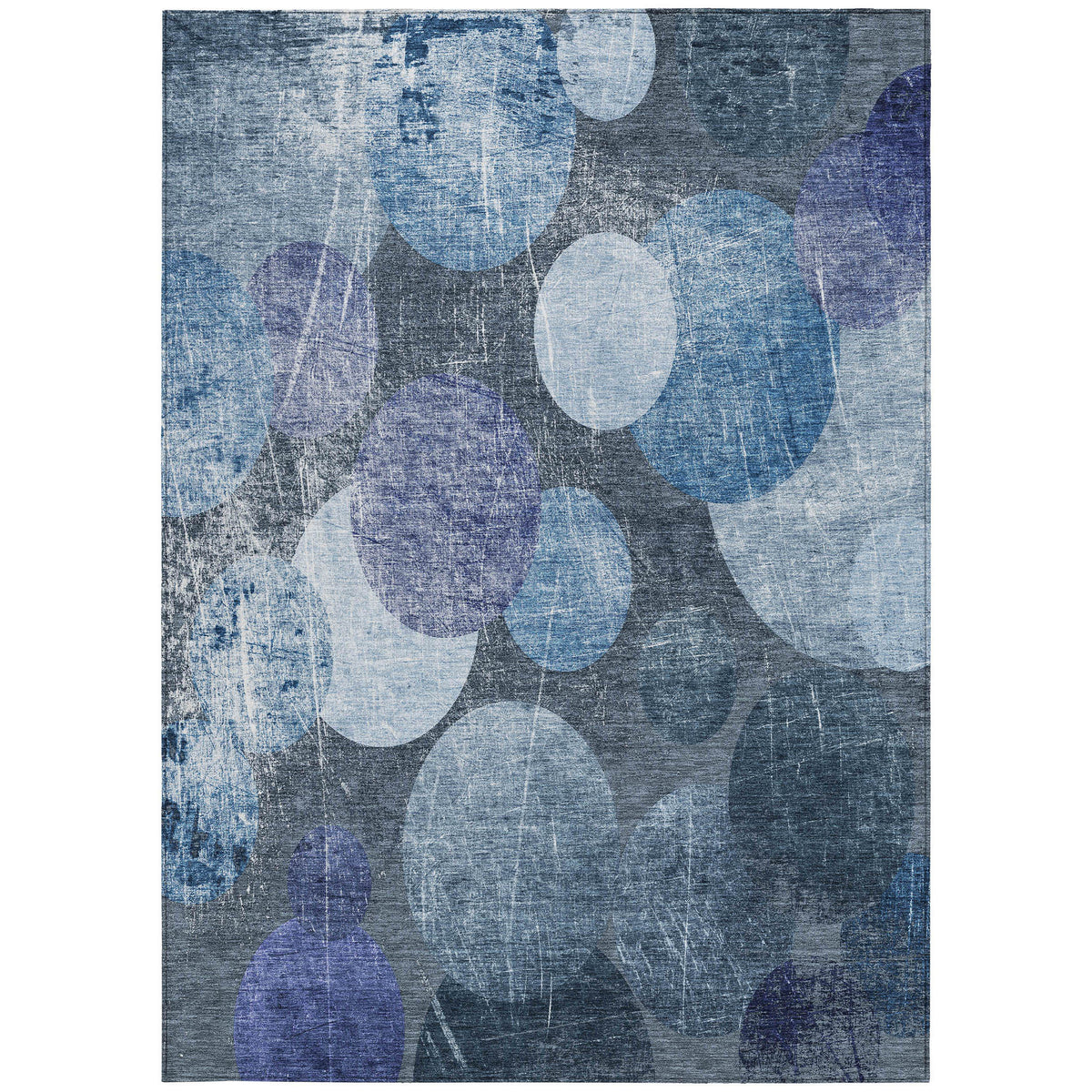 3' X 4' Gray and Blue Abstract Washable Non Skid Indoor Outdoor Area Rug