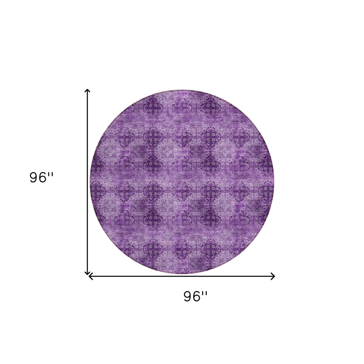 8' Round Eggplant Round Floral Medallion Washable Non Skid Indoor Outdoor Area Rug