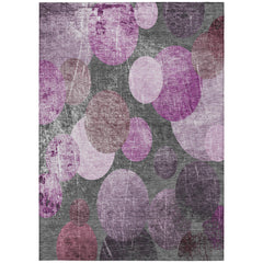 8' X 10' Gray and Purple Abstract Washable Non Skid Indoor Outdoor Area Rug