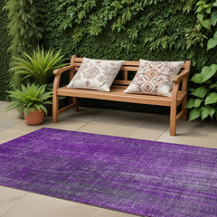 8' Runner Purple Striped Washable Non Skid Indoor Outdoor Runner Rug
