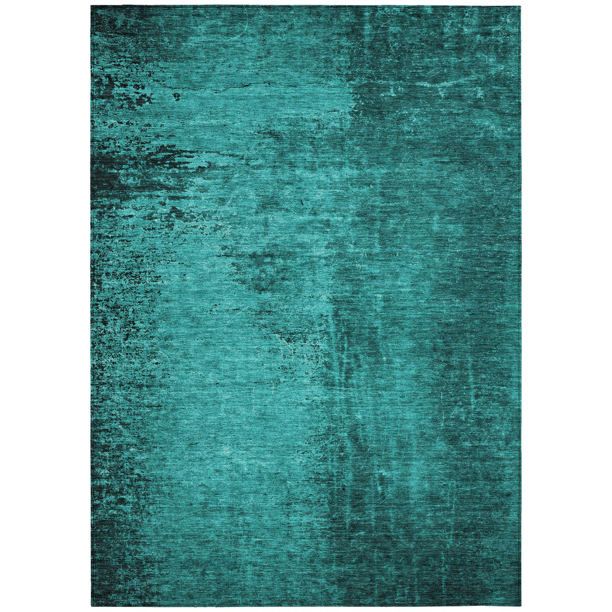 3' X 4' Teal Abstract Washable Non Skid Indoor Outdoor Area Rug