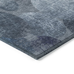 5' X 8' Gray and Blue Abstract Washable Non Skid Indoor Outdoor Area Rug