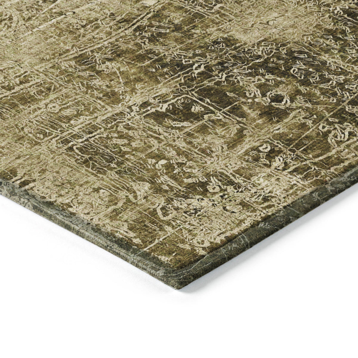 9' X 12' Green Abstract Washable Non Skid Indoor Outdoor Area Rug