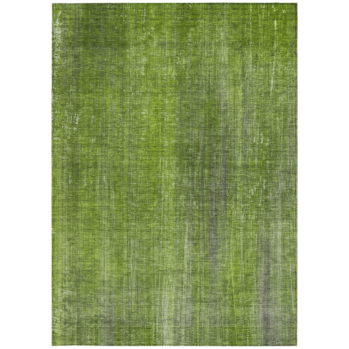 10' X 14' Green Striped Washable Non Skid Indoor Outdoor Area Rug