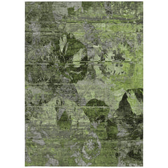 3' X 4' Green and Gray Floral Washable Non Skid Indoor Outdoor Area Rug