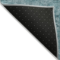 3' X 5' Teal Floral Medallion Washable Non Skid Indoor Outdoor Area Rug