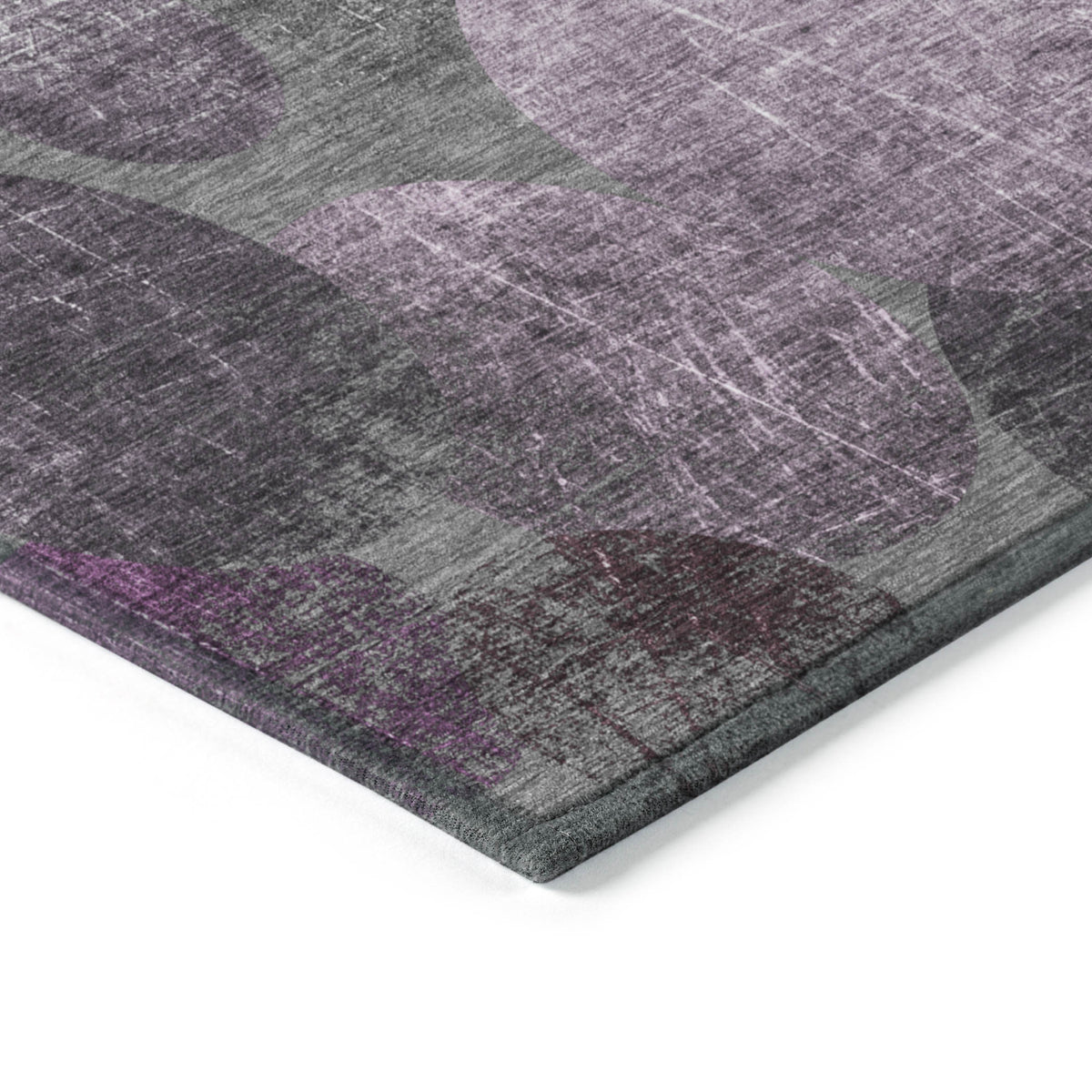 2' X 3' Gray and Purple Abstract Washable Non Skid Indoor Outdoor Area Rug