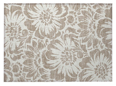 2' X 3' Taupe and Ivory Floral Washable Non Skid Indoor Outdoor Area Rug