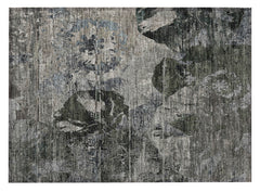 2' X 3' Gray Dark Green and Black Floral Washable Non Skid Indoor Outdoor Area Rug