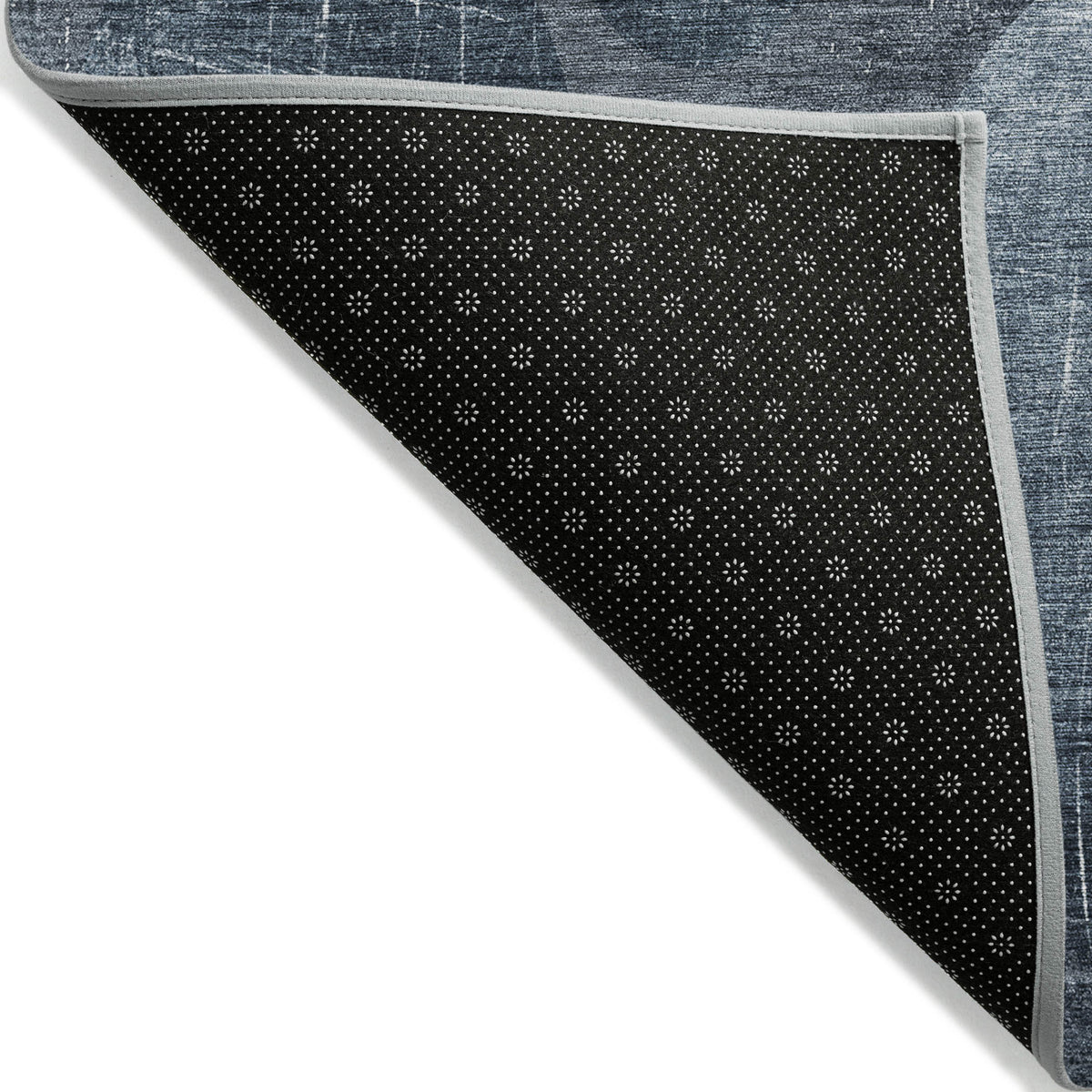 9' X 12' Gray and Blue Abstract Washable Non Skid Indoor Outdoor Area Rug