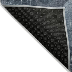 9' X 12' Gray and Blue Abstract Washable Non Skid Indoor Outdoor Area Rug