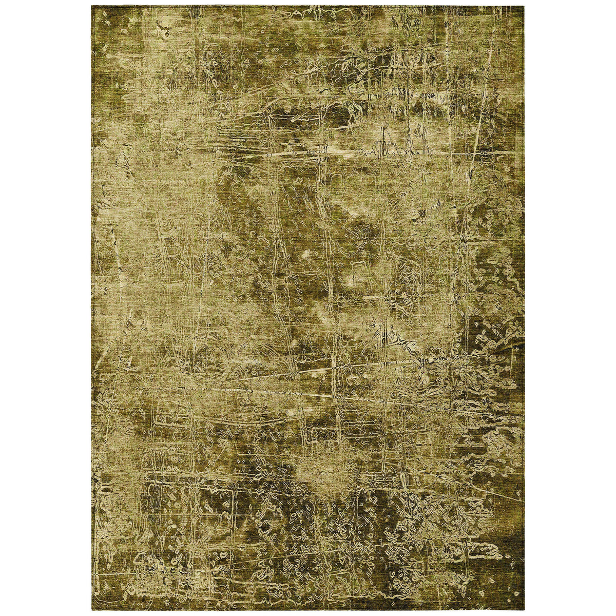 3' X 4' Green Abstract Washable Non Skid Indoor Outdoor Area Rug