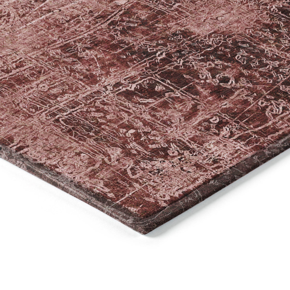 9' X 12' Merlot Abstract Washable Non Skid Indoor Outdoor Area Rug