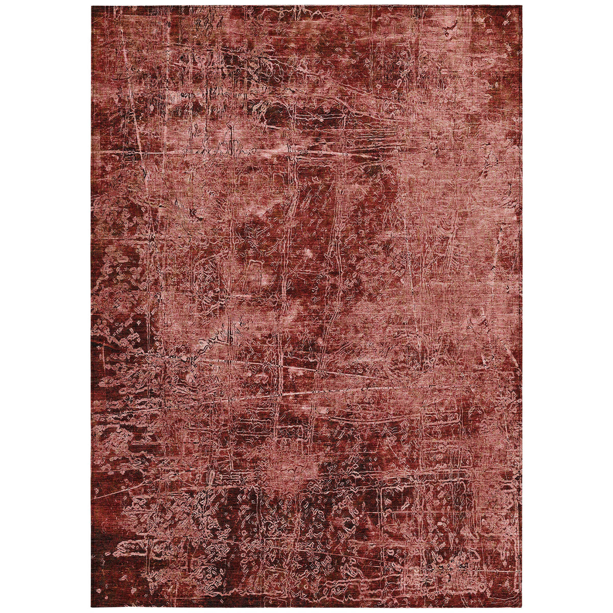 8' X 10' Merlot Abstract Washable Non Skid Indoor Outdoor Area Rug
