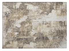 2' X 3' Taupe and Ivory Floral Washable Non Skid Indoor Outdoor Area Rug