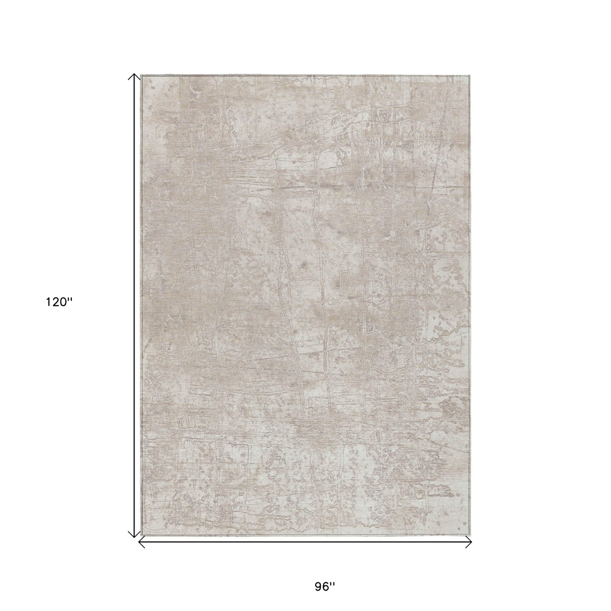 8' X 10' Ivory Abstract Washable Non Skid Indoor Outdoor Area Rug