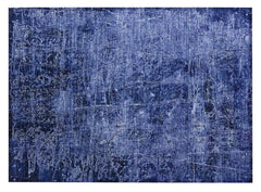 2' X 3' Navy Blue Abstract Washable Non Skid Indoor Outdoor Area Rug