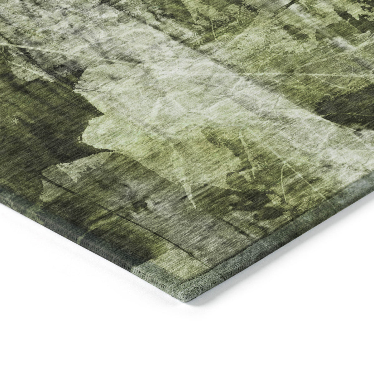 5' X 8' Green Floral Washable Non Skid Indoor Outdoor Area Rug