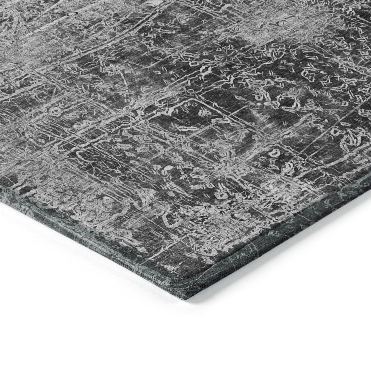 8' Runner Gray Abstract Washable Non Skid Indoor Outdoor Runner Rug