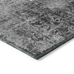 8' Runner Gray Abstract Washable Non Skid Indoor Outdoor Runner Rug