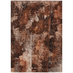 3' X 4' Orange Floral Washable Non Skid Indoor Outdoor Area Rug