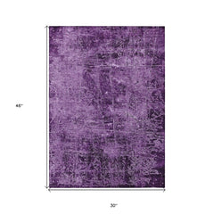 3' X 4' Purple Abstract Washable Non Skid Indoor Outdoor Area Rug