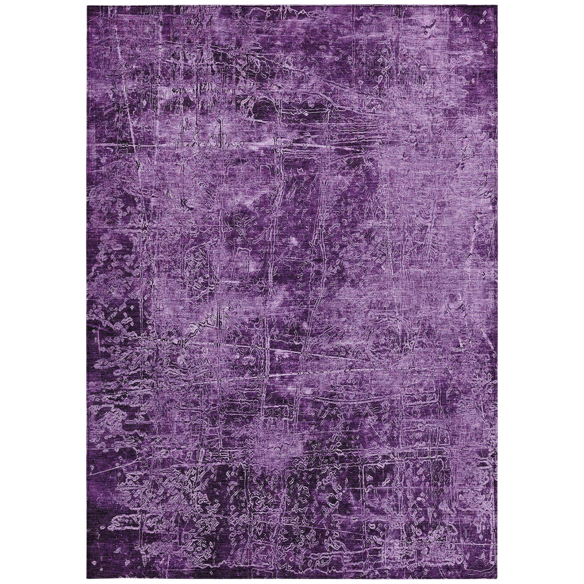 5' X 8' Purple Abstract Washable Non Skid Indoor Outdoor Area Rug