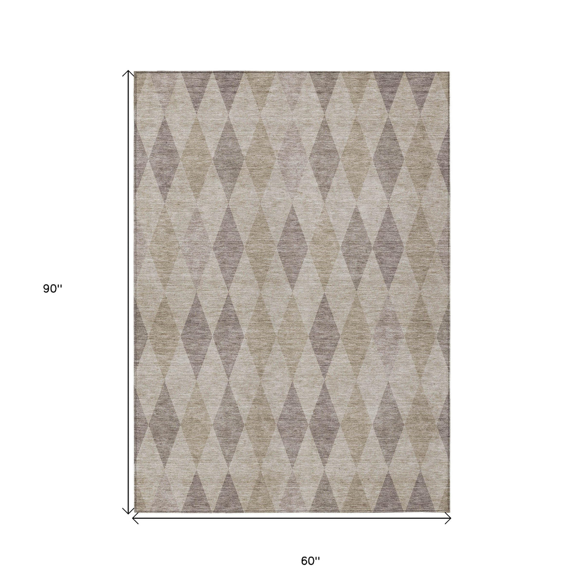 5' X 8' Beige Taupe and Brown Geometric Washable Non Skid Indoor Outdoor Area Rug