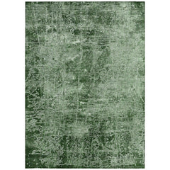 10' X 14' Emerald Abstract Washable Non Skid Indoor Outdoor Area Rug