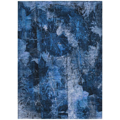 3' X 4' Navy Blue Floral Washable Non Skid Indoor Outdoor Area Rug