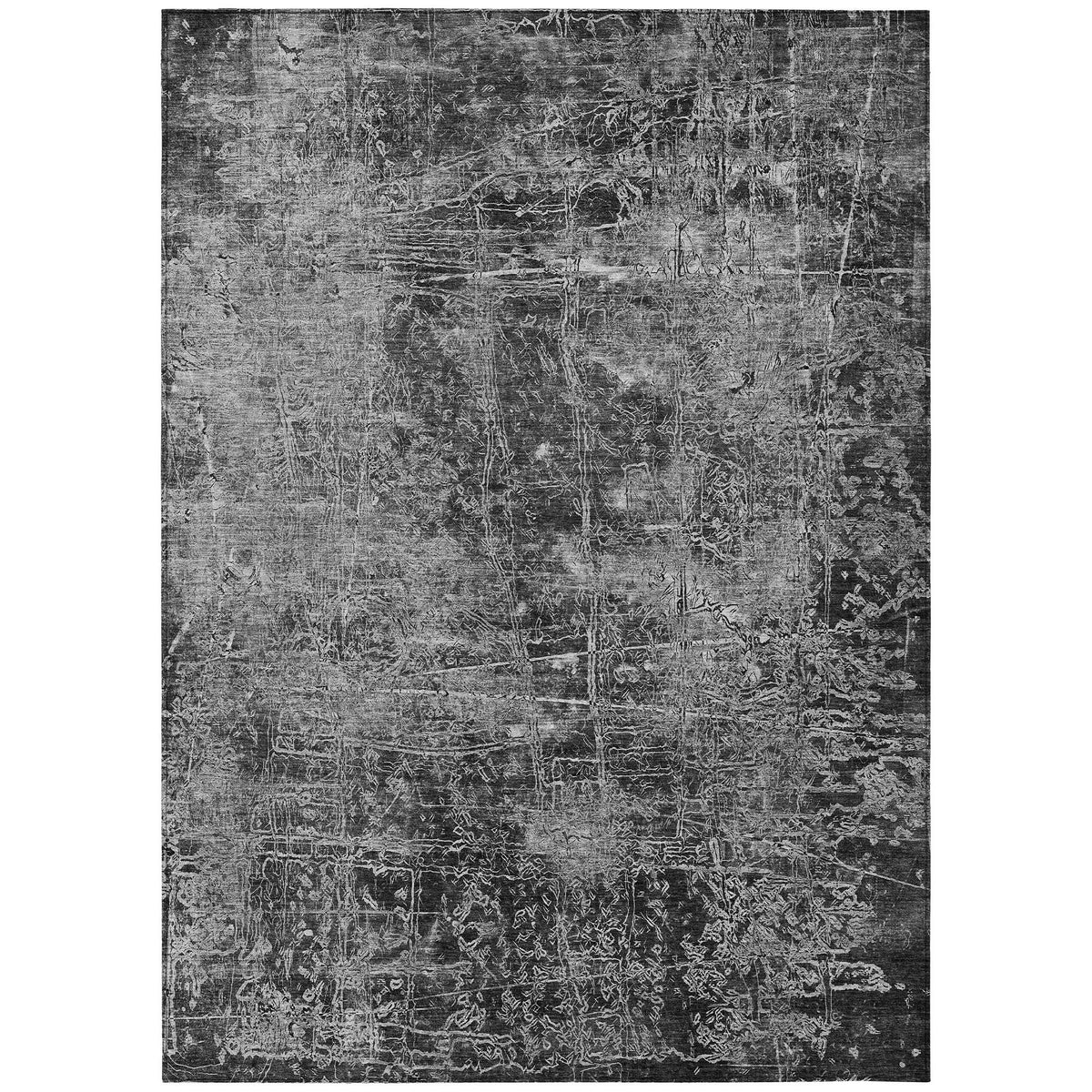3' X 4' Gray Abstract Washable Non Skid Indoor Outdoor Area Rug