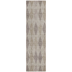 8' Runner Beige Taupe and Brown Geometric Washable Non Skid Indoor Outdoor Runner Rug