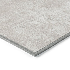 5' X 8' Ivory Abstract Washable Non Skid Indoor Outdoor Area Rug