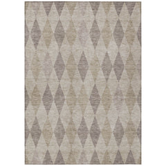 3' X 5' Beige Taupe and Brown Geometric Washable Non Skid Indoor Outdoor Area Rug