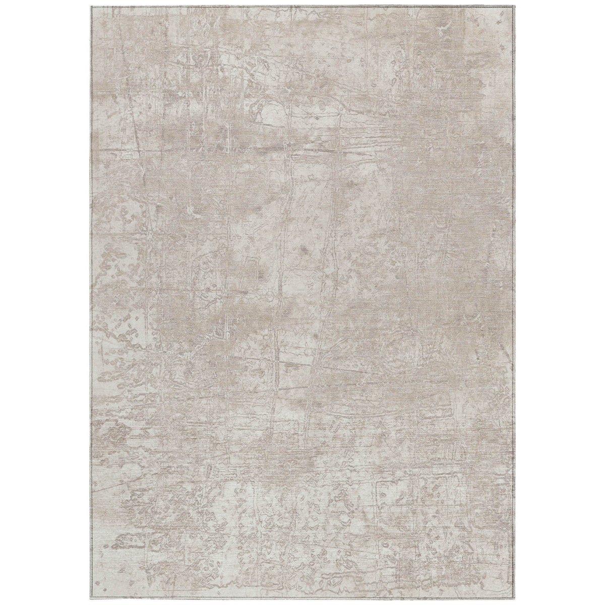 3' X 4' Ivory Abstract Washable Non Skid Indoor Outdoor Area Rug