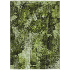 3' X 4' Green Floral Washable Non Skid Indoor Outdoor Area Rug
