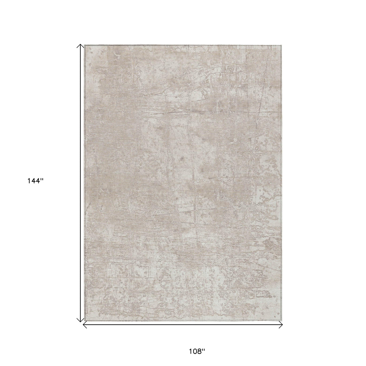 9' X 12' Ivory Abstract Washable Non Skid Indoor Outdoor Area Rug
