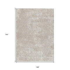 9' X 12' Ivory Abstract Washable Non Skid Indoor Outdoor Area Rug
