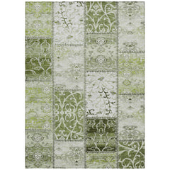 9' X 12' Green Patchwork Washable Non Skid Indoor Outdoor Area Rug