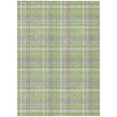 3' X 4' Green and Gray Plaid Washable Non Skid Indoor Outdoor Area Rug