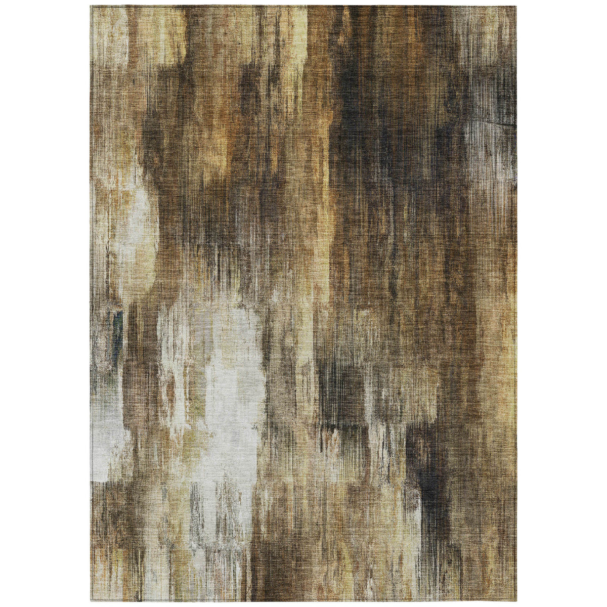 3' X 4' Chocolate Abstract Washable Non Skid Indoor Outdoor Area Rug