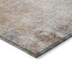 9' X 12' Brown and Off White Abstract Washable Non Skid Indoor Outdoor Area Rug