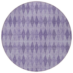 8' Round Purple Round Geometric Washable Non Skid Indoor Outdoor Area Rug