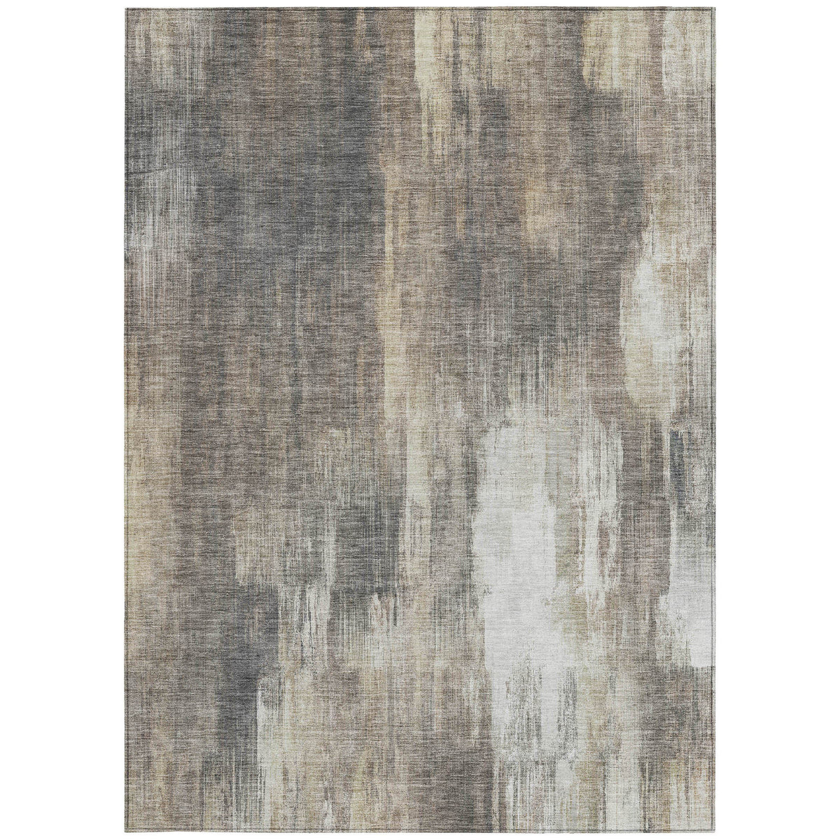 3' X 4' Taupe and Gray Abstract Washable Non Skid Indoor Outdoor Area Rug