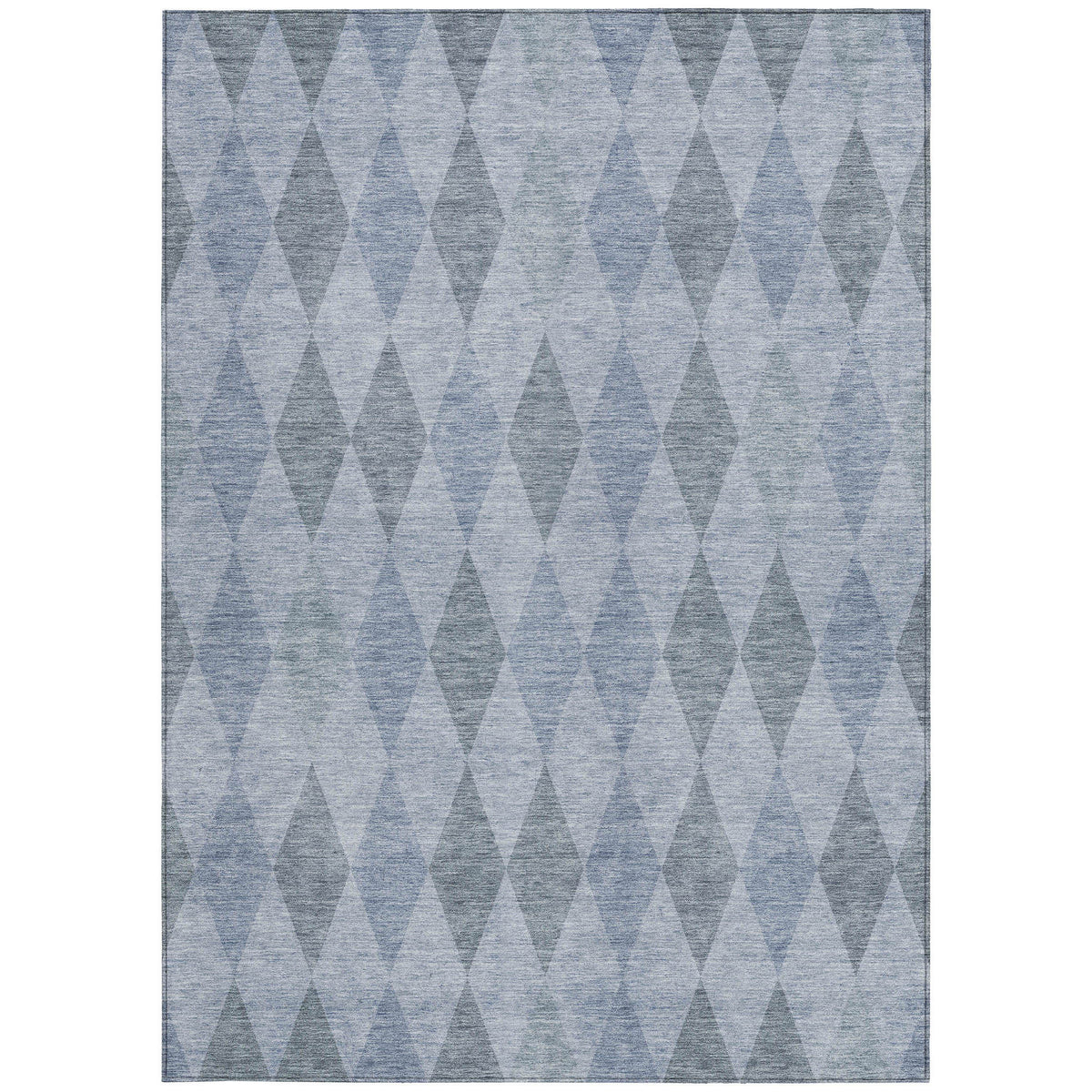 8' X 10' Denim Blue Geometric Washable Non Skid Indoor Outdoor Area Rug