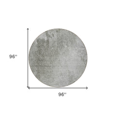 8' Round Gray and Off White Round Abstract Washable Non Skid Indoor Outdoor Area Rug