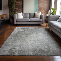 3' X 4' Gray and Off White Abstract Washable Non Skid Indoor Outdoor Area Rug