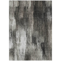 10' X 14' Gray and Black Abstract Washable Non Skid Indoor Outdoor Area Rug