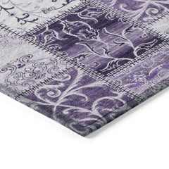 3' X 5' Purple Patchwork Washable Non Skid Indoor Outdoor Area Rug