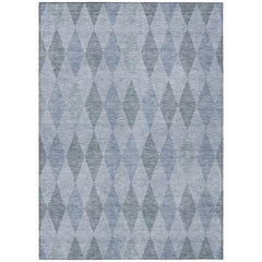 3' X 5' Denim Blue Geometric Washable Non Skid Indoor Outdoor Area Rug